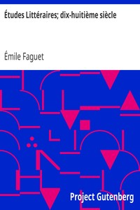 Ebook Études Littéraires; dix-huitième siècle Faguet, Émile