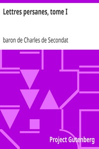 Ebook Lettres persanes, tome I Montesquieu, Charles de Secondat, baron de