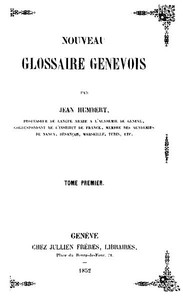 Ebook Nouveau Glossaire Genevois, tome 1/2 Humbert, Jean