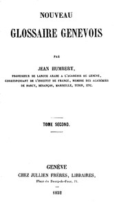 Ebook Nouveau Glossaire Genevois, tome 2/2 Humbert, Jean