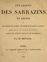 Ebook Invasions des Sarrazins en France Reinaud, Joseph Toussaint