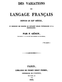 Ebook Des variations du langage français depuis le XIIe siècle Génin, F. (François)