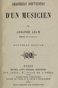 Ebook Derniers souvenirs d'un musicien Adam, Adolphe