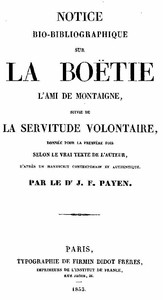 Ebook Notice bio-bibliographique sur La Boëtie, suivie de La Servitude volontaire Payen, J.-F. (Jean-François)